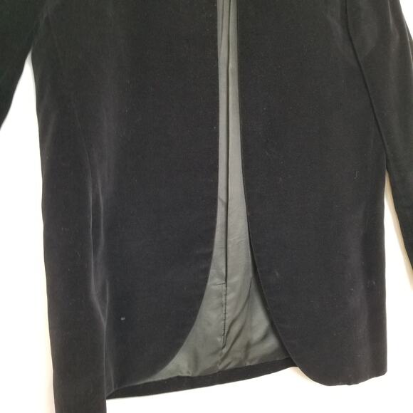VTG-Unbranded Womens Black Velvet Open Front Blazer Jacket Size See Measurements - Picture 4 of 6